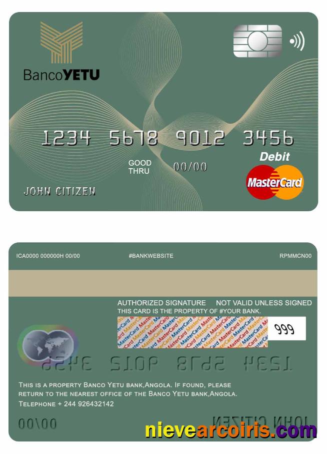 Angola Banco Yetu Bank Master Debit Card Sample