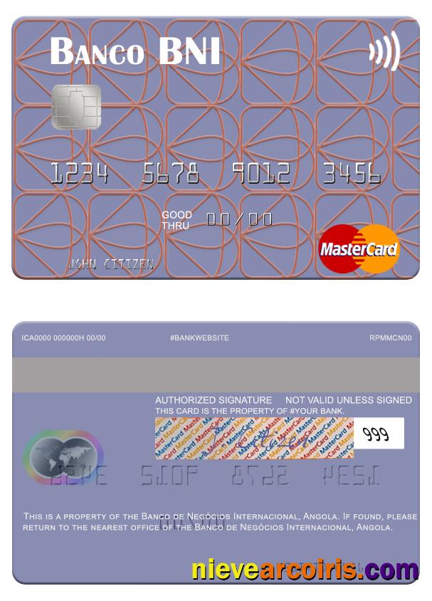 Angola Banco De Negócios Internacional Mastercard Template