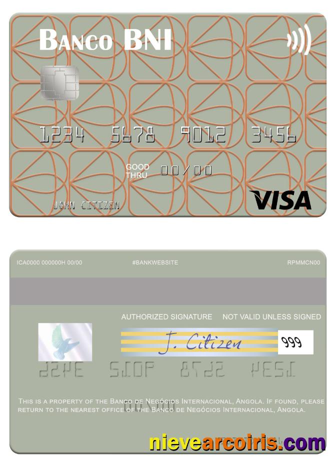 Angola Banco De Negócios Internacional Visa Card Preview