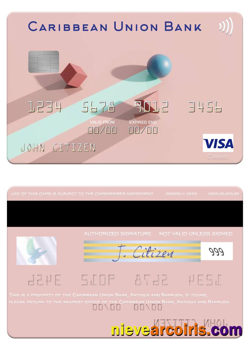 Antigua And Barbuda Caribbean Union Bank Visa Card Sample