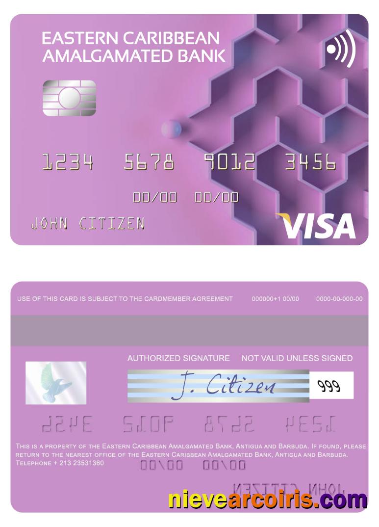 Antigua And Barbuda Eastern Caribbean Amalgamated Bank Visa Card Photolook