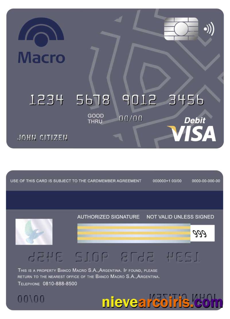 Argentina Banco Macro S.A. Bank Visa Card Preview