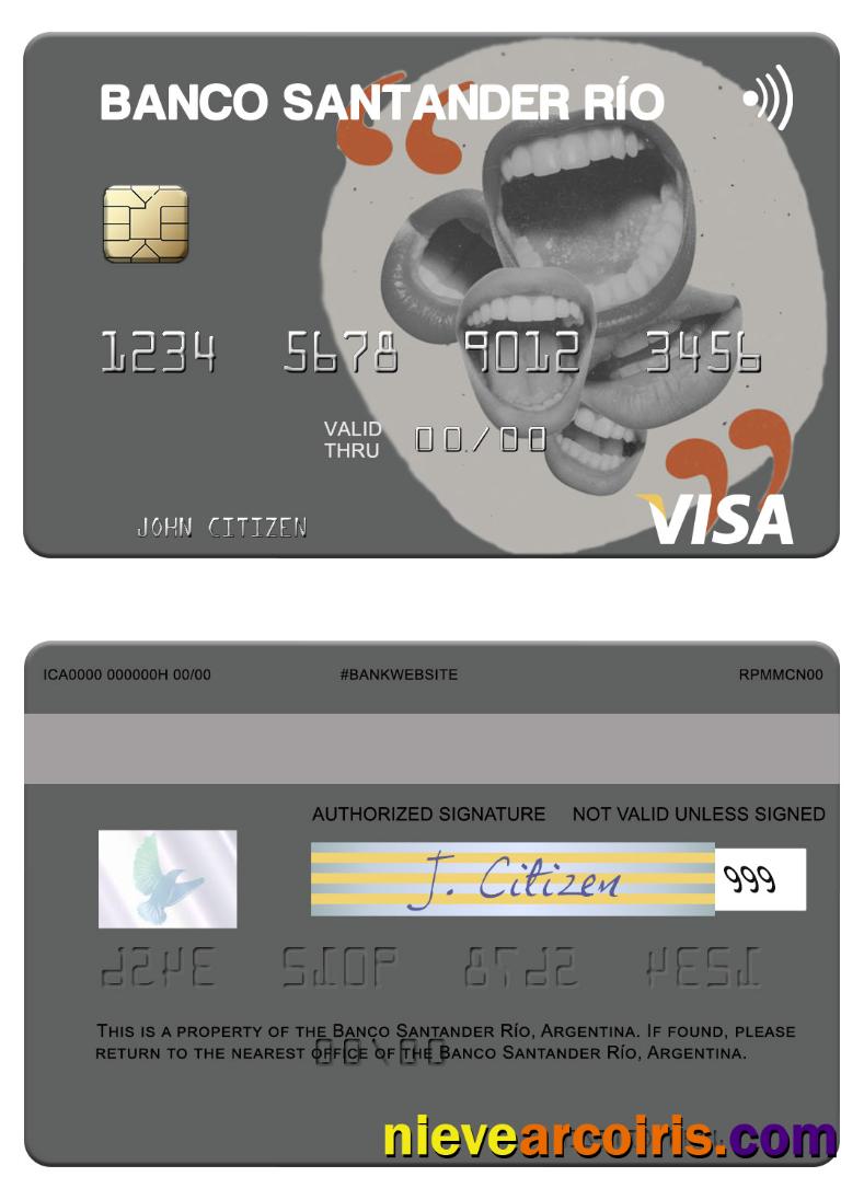 Argentina Banco Santander Río Visa Card Template