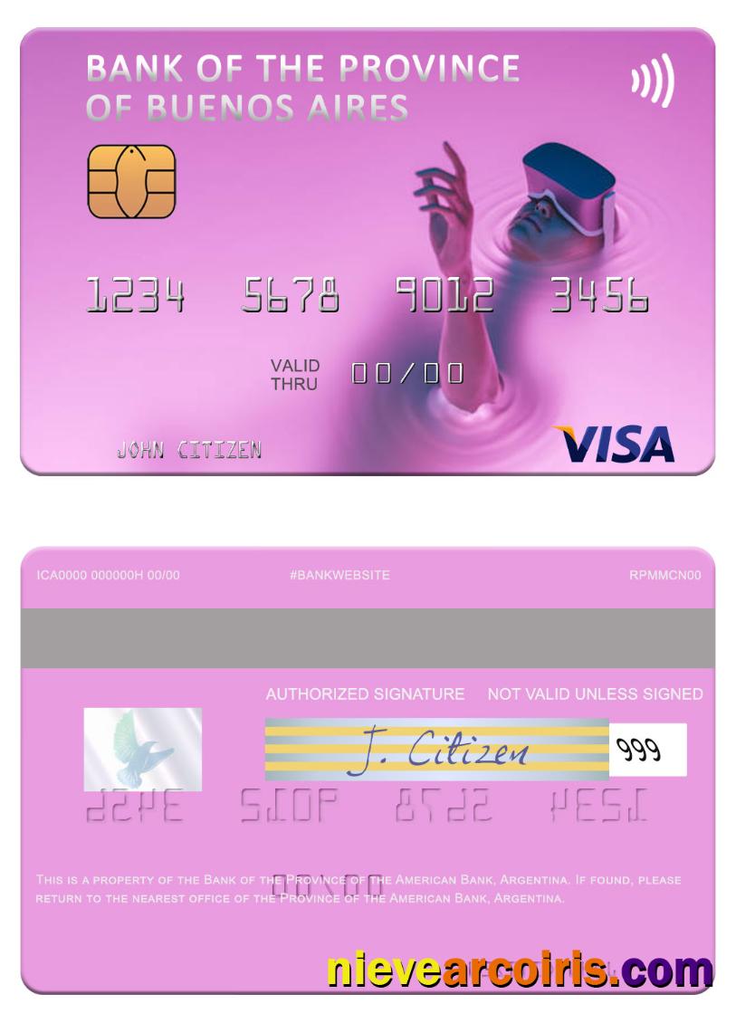 Argentina Bank Of The Province Of Buenos Aires Visa Card Sample