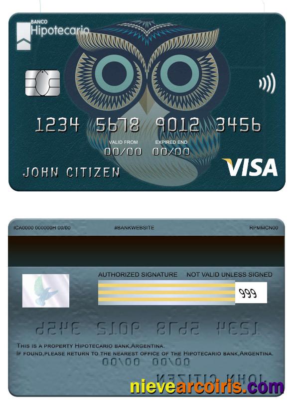 Argentina Hipotecario Bank Visa Card Template