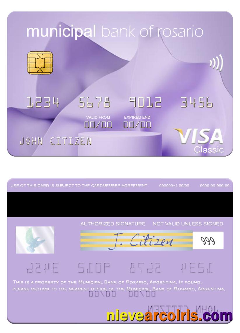 Argentina Municipal Bank Of Rosario Visa Card Preview
