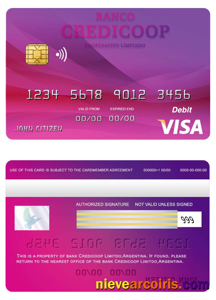 Argentina Bank Credicoop Visa Card Photolook