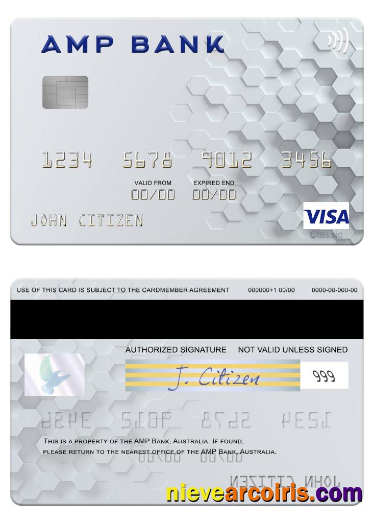 Australia AMP Bank Visa Card Template