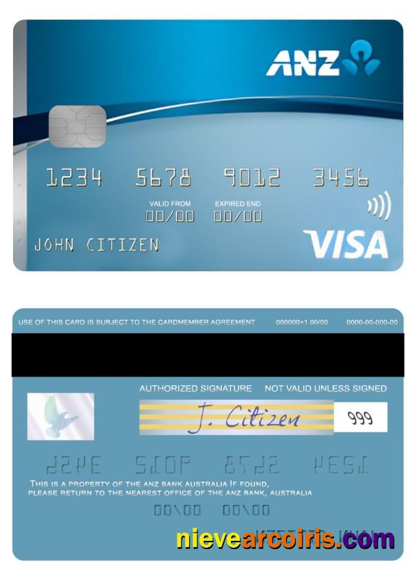 Australia ANZ Low Rate Credit Visa Card Template