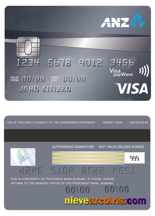 Australia ANZ Platinum Credit Visa Card Template