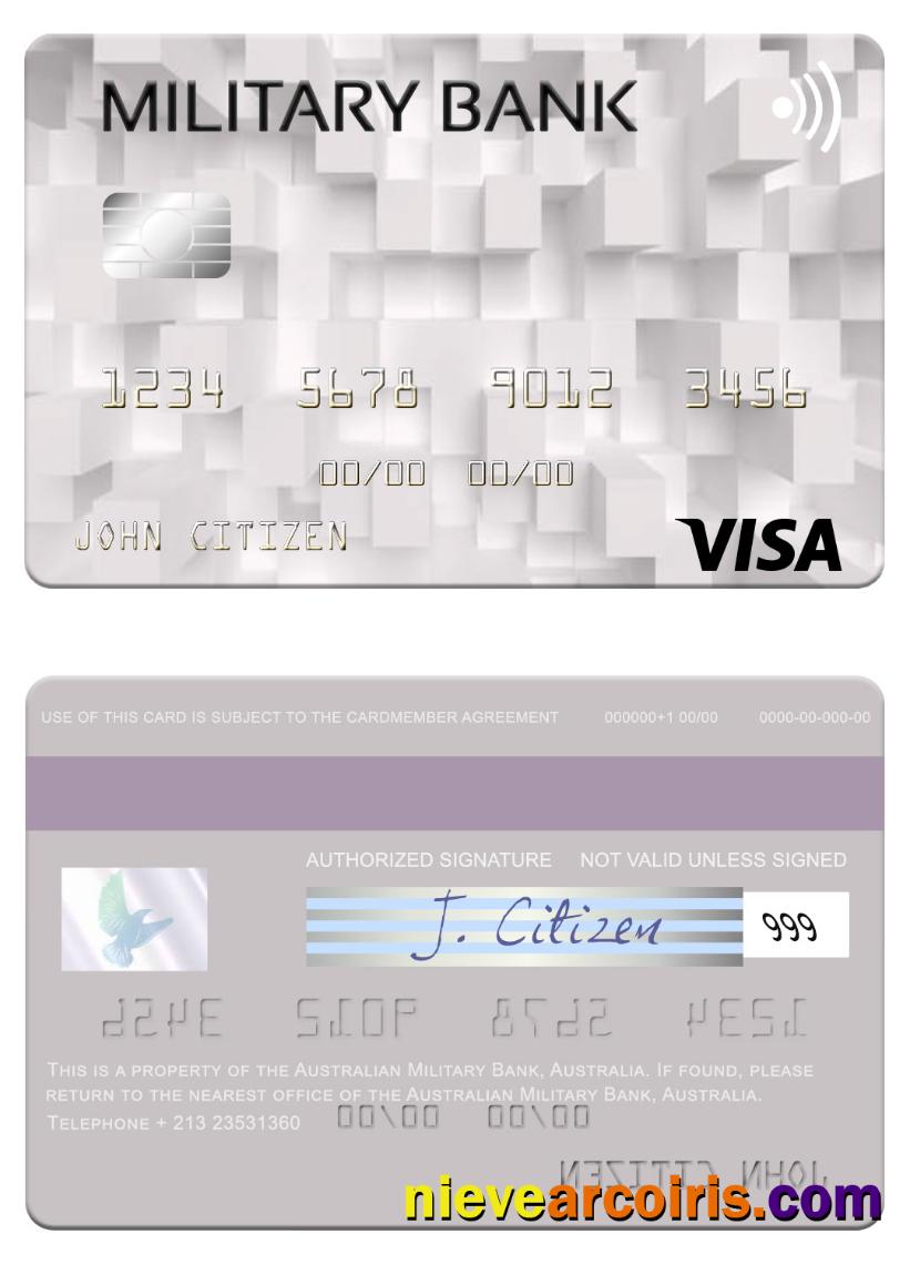 Australia Australian Military Bank Visa Card Sample