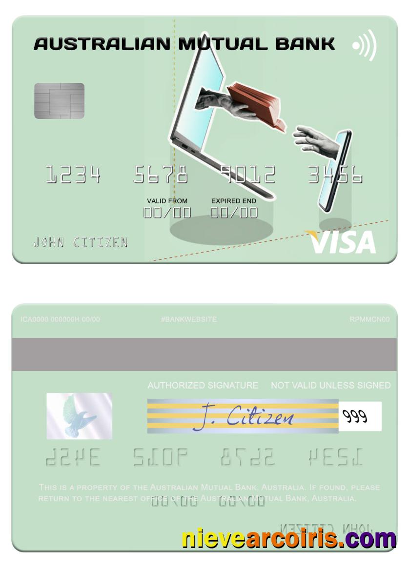 Australia Australian Mutual Bank Visa Card Sample