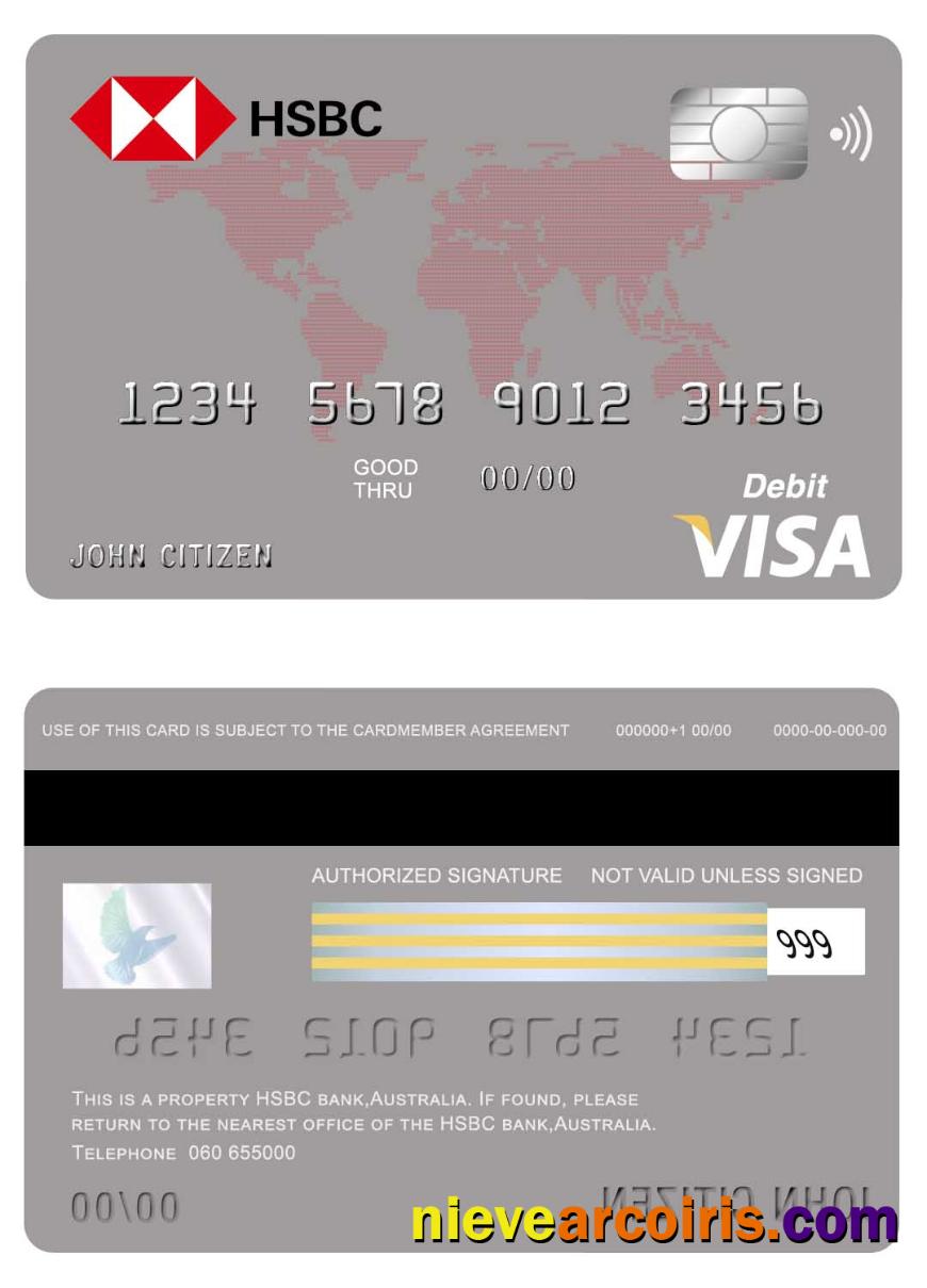 Australia HSBC Bank Visa Card Template