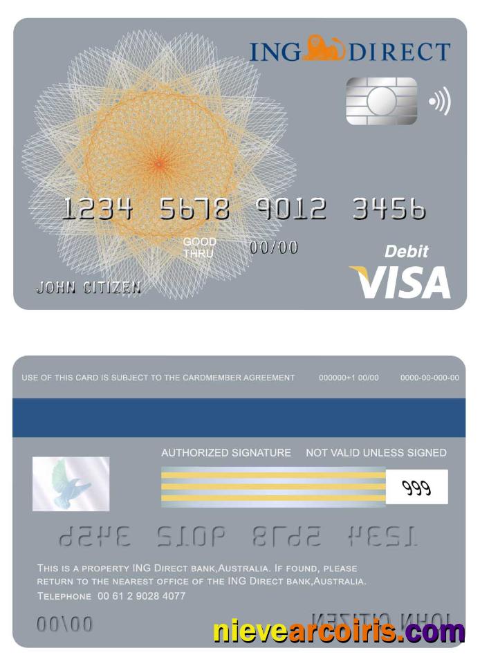 Australia ING Direct Bank Visa Card Template