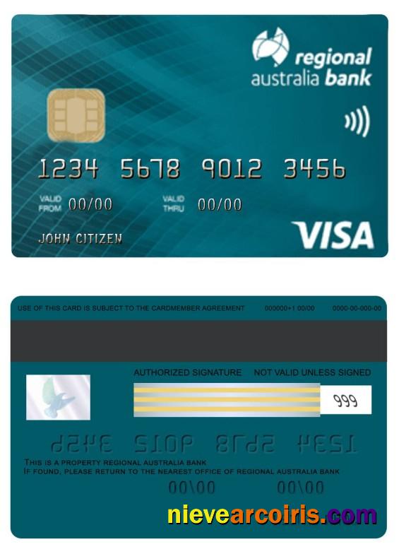 Australia Regional Bank Visa Card Sample