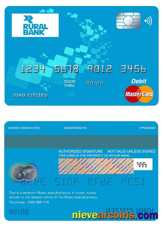Australia Rural Bank Mastercard Template