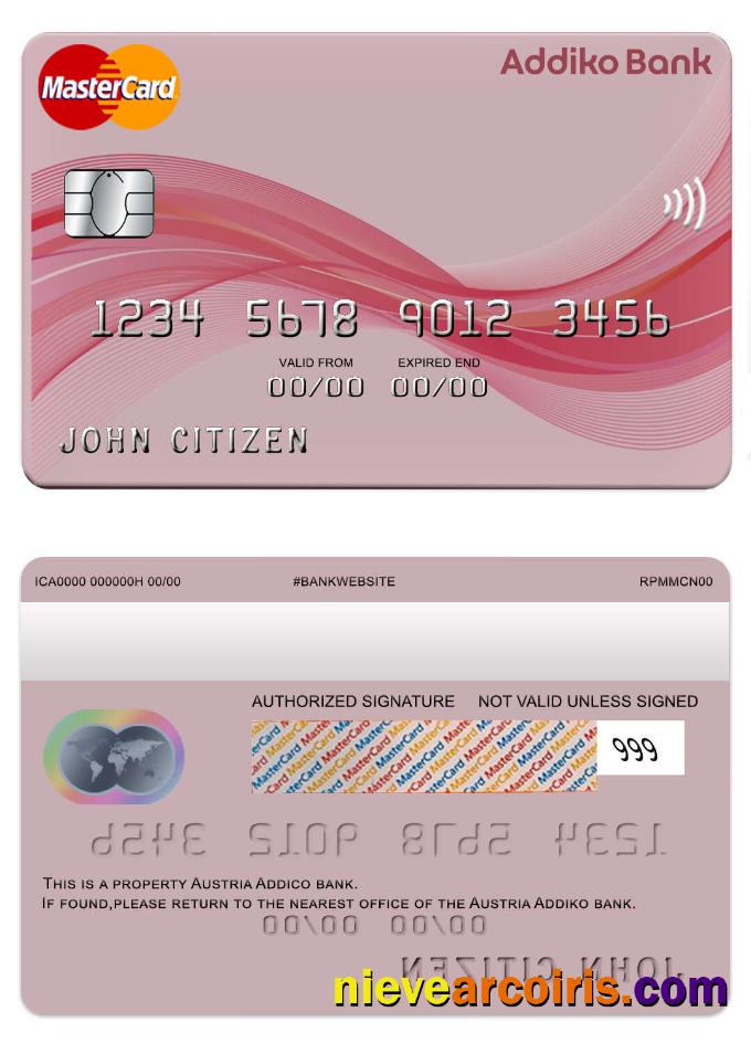 Austria Addiko Bank Mastercard Sample