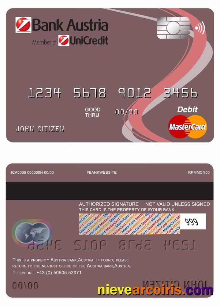 Austria Bank Austria Mastercard Debit Card Photolook