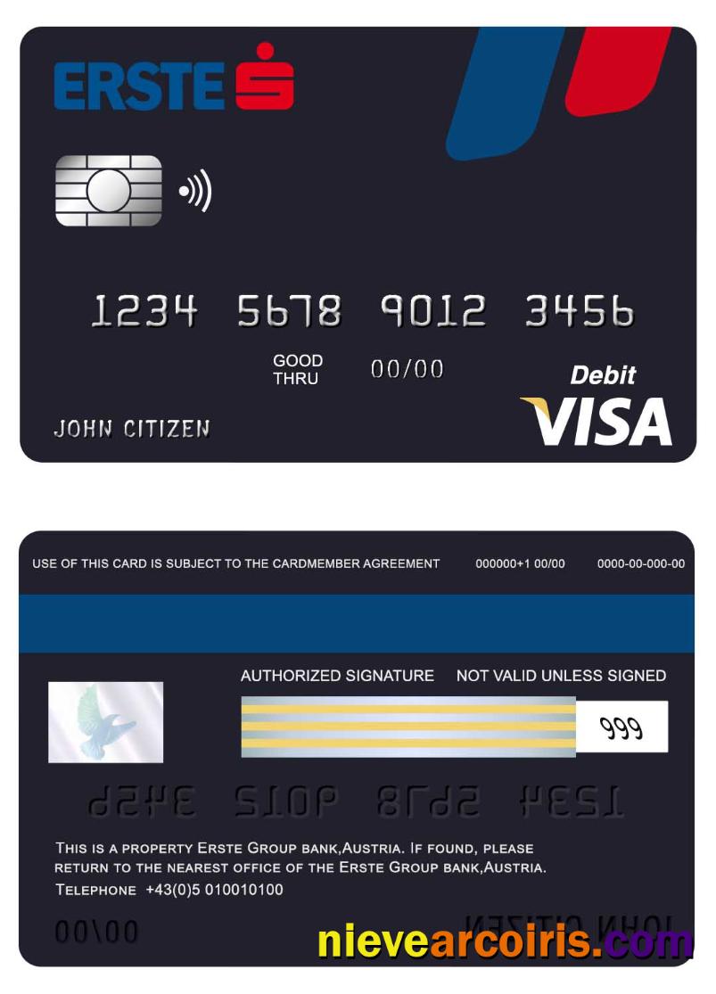 Austria Erste Group Bank Visa Card Template