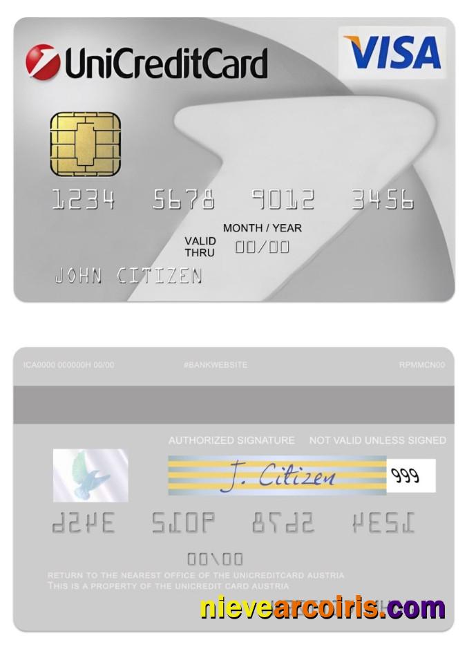 Austria UniCredit Visa Classic Card Sample