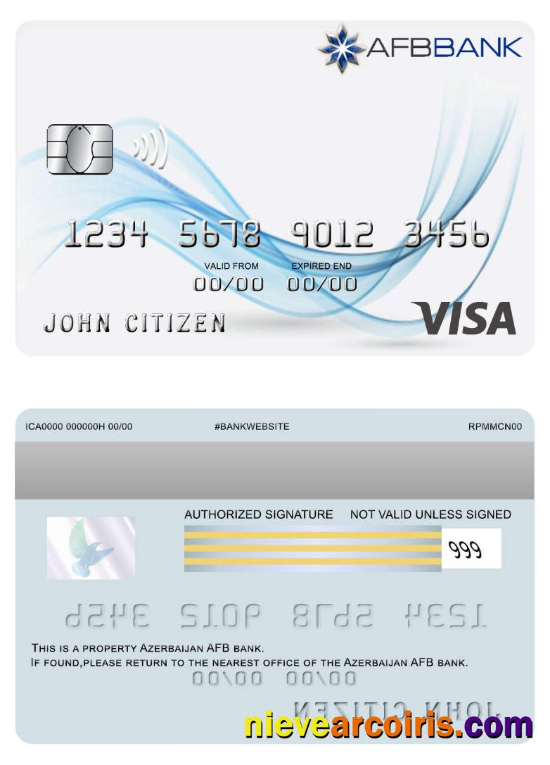 Azerbejan AFB Bank Visa Card Template