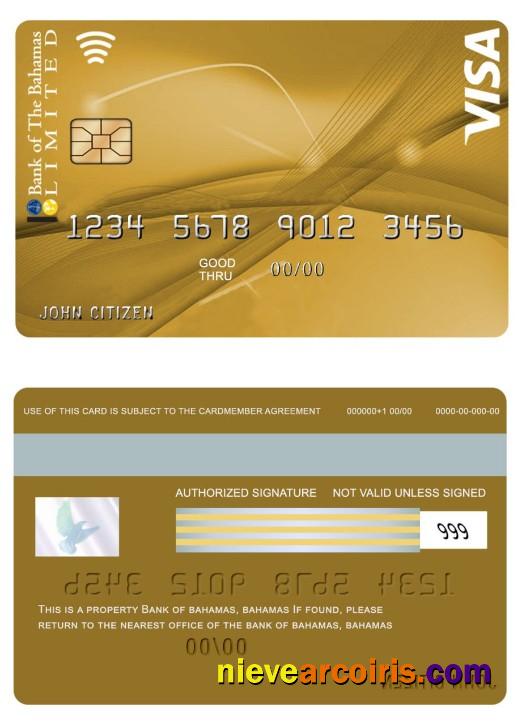 Bahamas Bank Of Bahamas VISA Gold Card With BOB My Rewards Sample