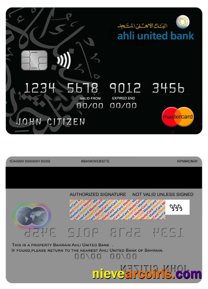 Bahrain Ahli United Bank. Mastercard Recovered Template
