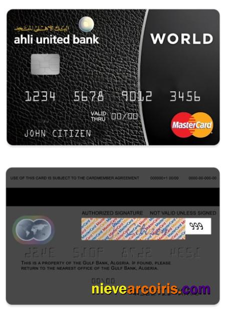 Bahrain Ahli United Bank Master Card Sample