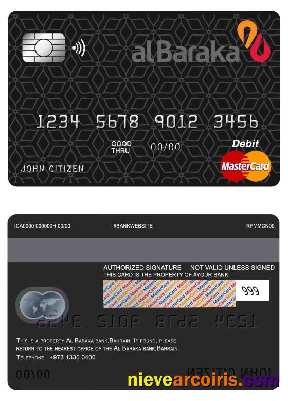Bahrain Al Baraka Bank Mastercard Template