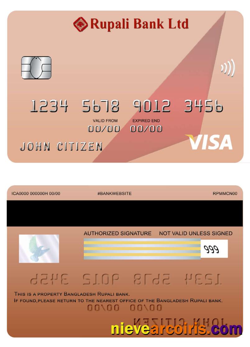 Bangladesh Rupali Bank Visa Card Photolook