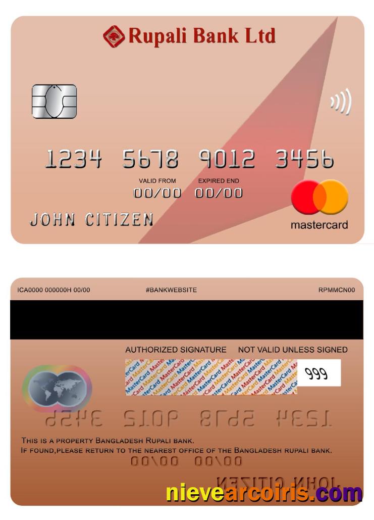 Bangladesh Rupali Bank,mastercard Template