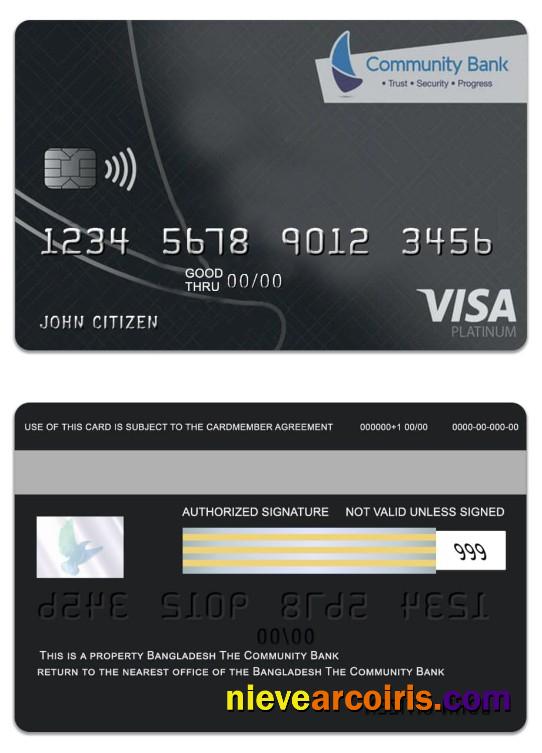 Bangladesh The Community Bank Visa Platinum Card Sample