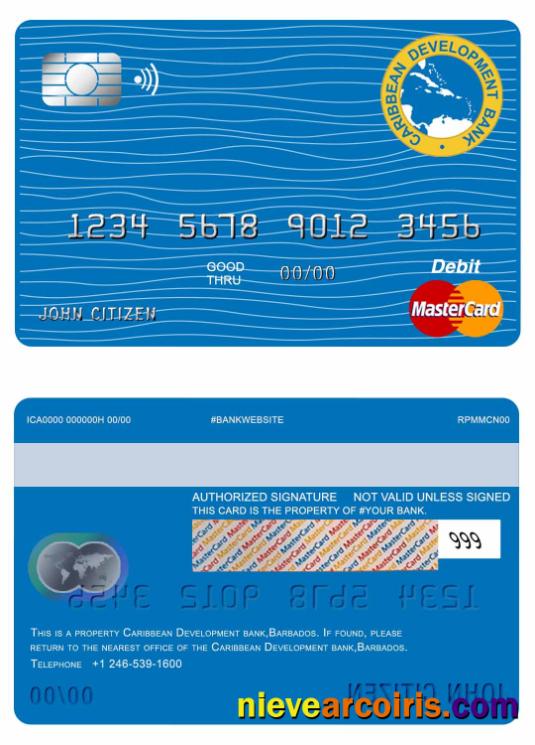 Barbados Caribbean Development Bank Master Card Photolook