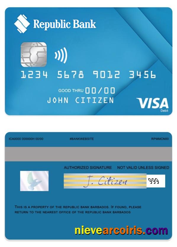 Barbados Republic Bank Visa Debit Card Preview