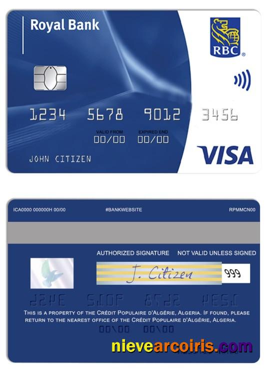 Barbados Royal Bank Visa Classic International Card Template