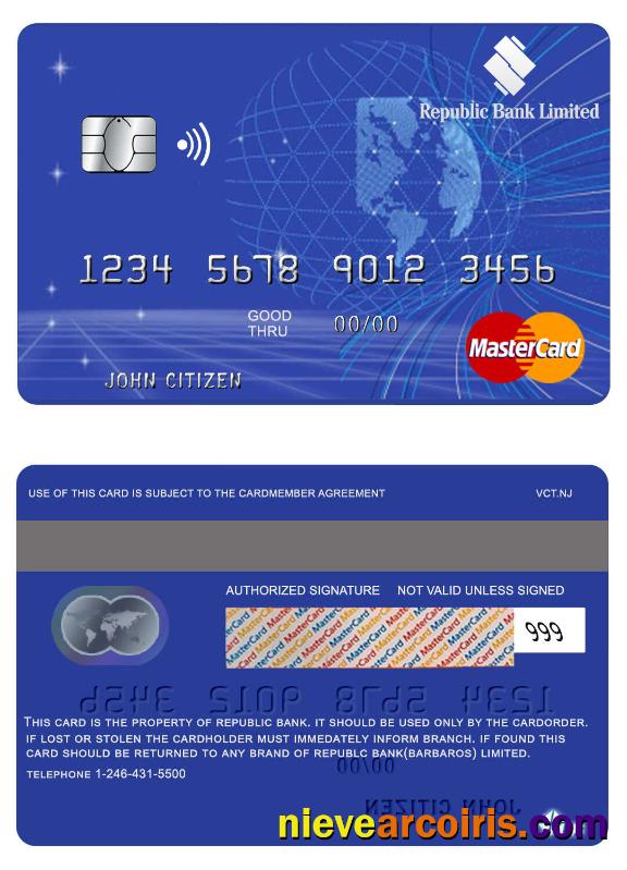 Barbaros Republic Bank Mastercard Sample