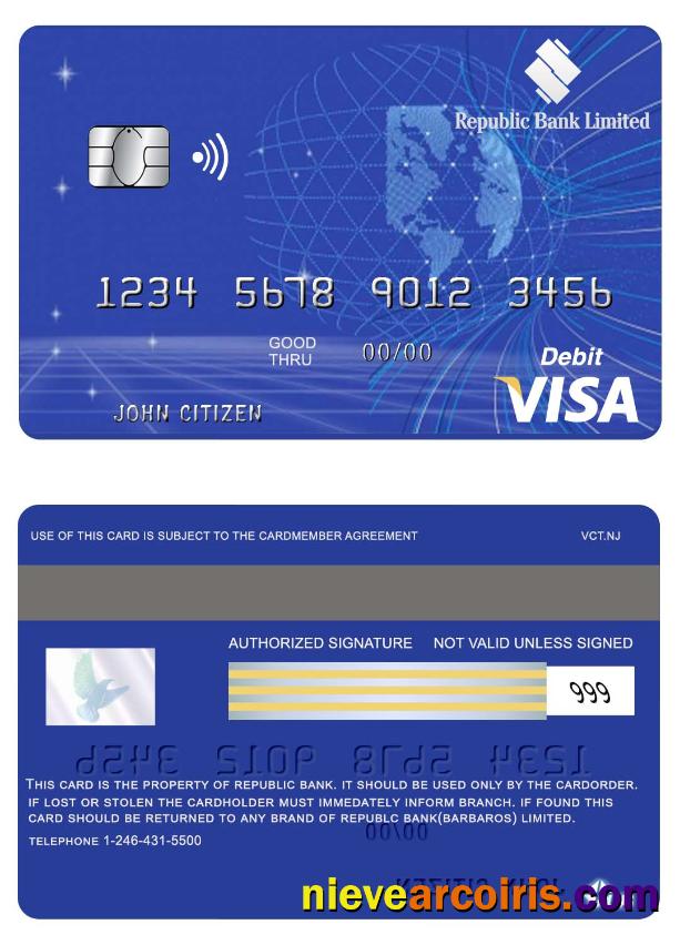 Barbaros Republic Bank Visa Card Sample