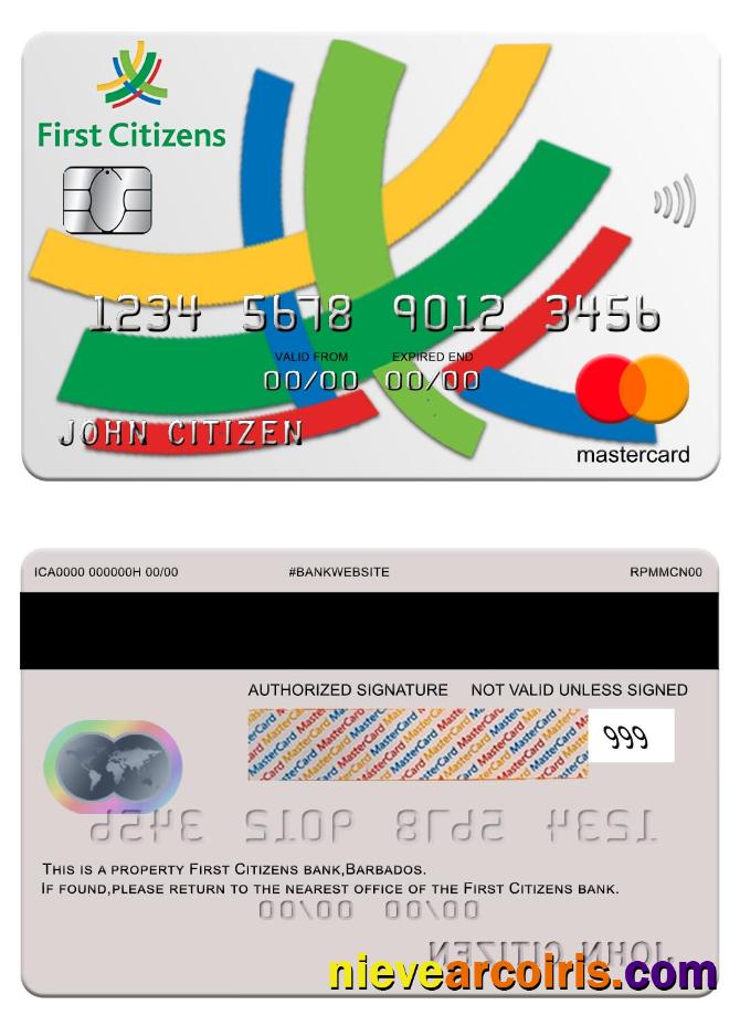 Barbaros First Citizens Bank Mastercard Sample