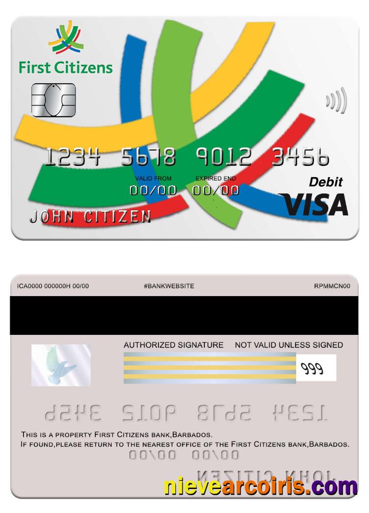 Barbaros First Citizens Bank Visa Card Template