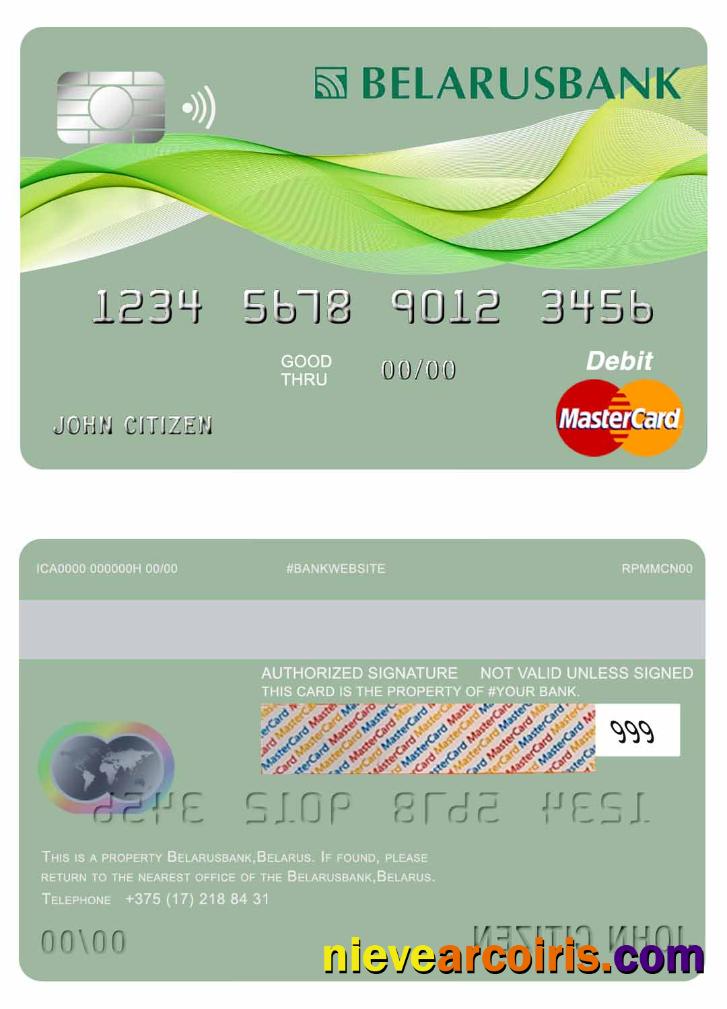 Belarus Belarusbank Mastercard Sample