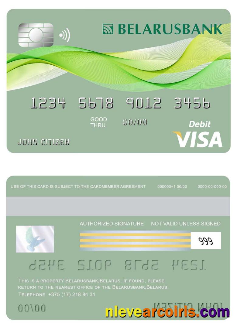 Belarus Belarusbank Visa Card Template
