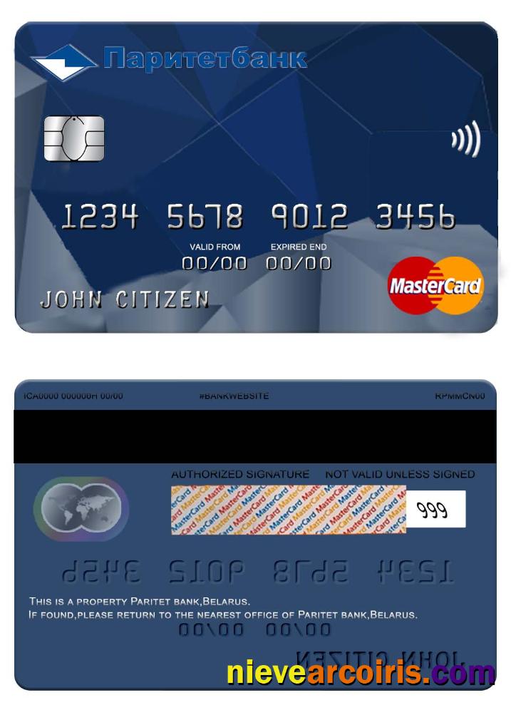 Belarus Paritet Bank Mastercard Template