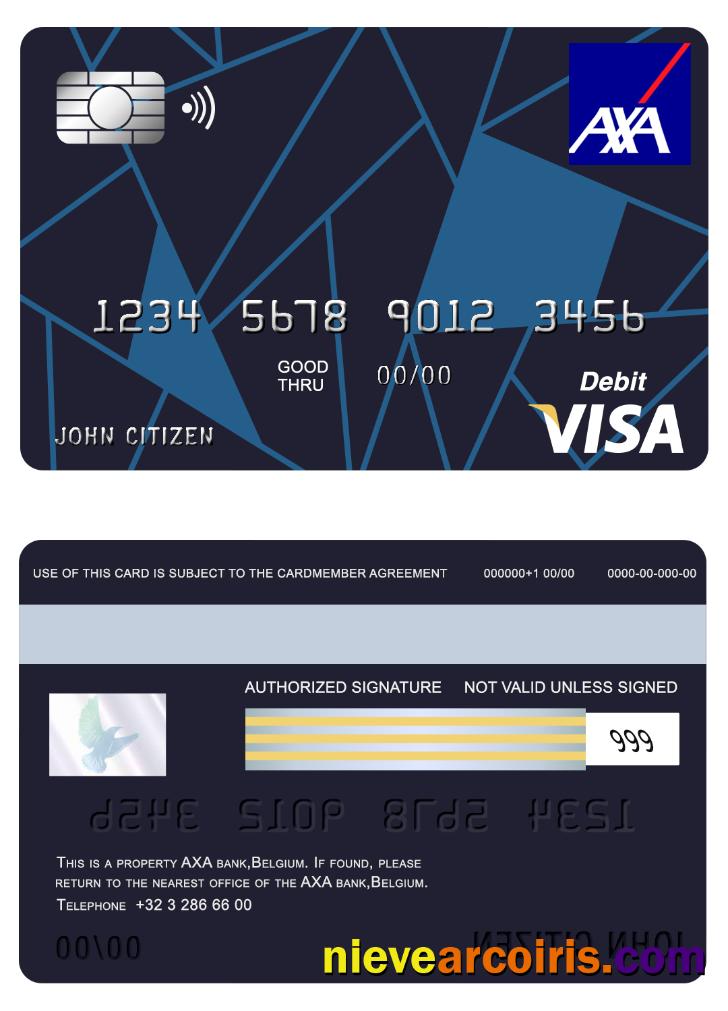 Belgium AXA Visa Card Photolook