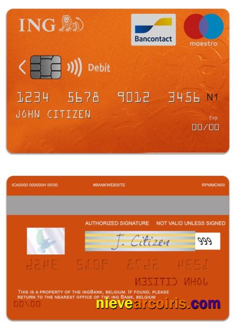 Belgium ING Bank Maestro Debit Card Preview