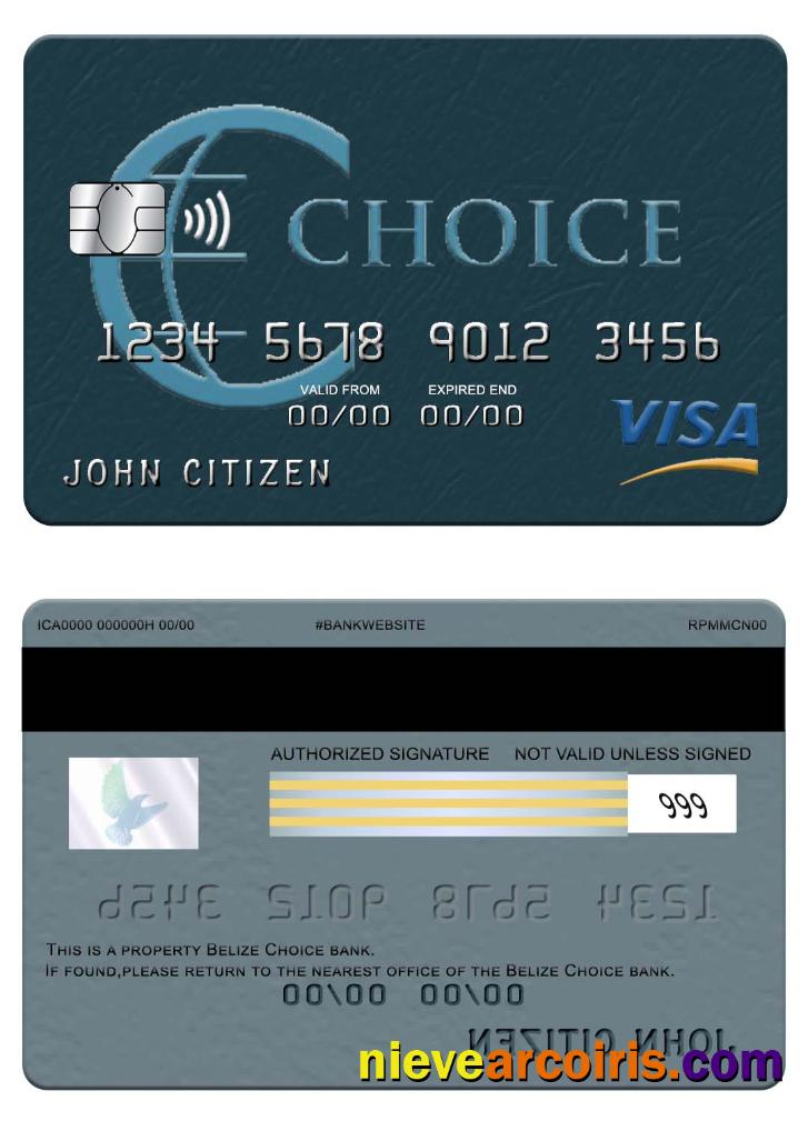 Belize Choice Bank Visa Card Photolook
