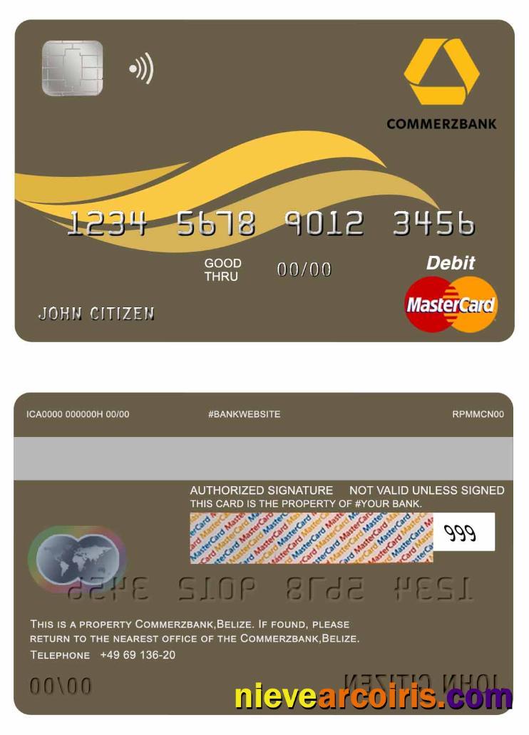 Belize Commerzbank Mastercard Template