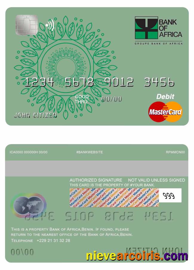 Benin Bank Of Africa Mastercard Template