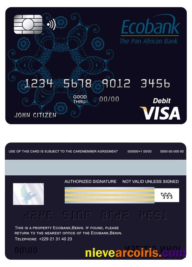 Benin Ecobank Visa Card Sample