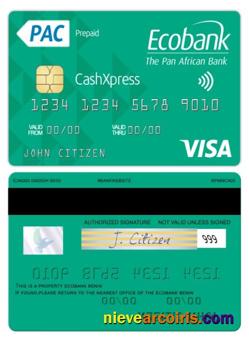 Benin Ecobank Visa Cashxpress Card Preview