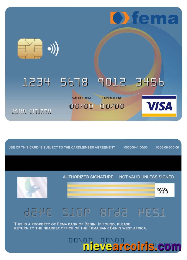 Benin Fema Bank Visa Card Sample